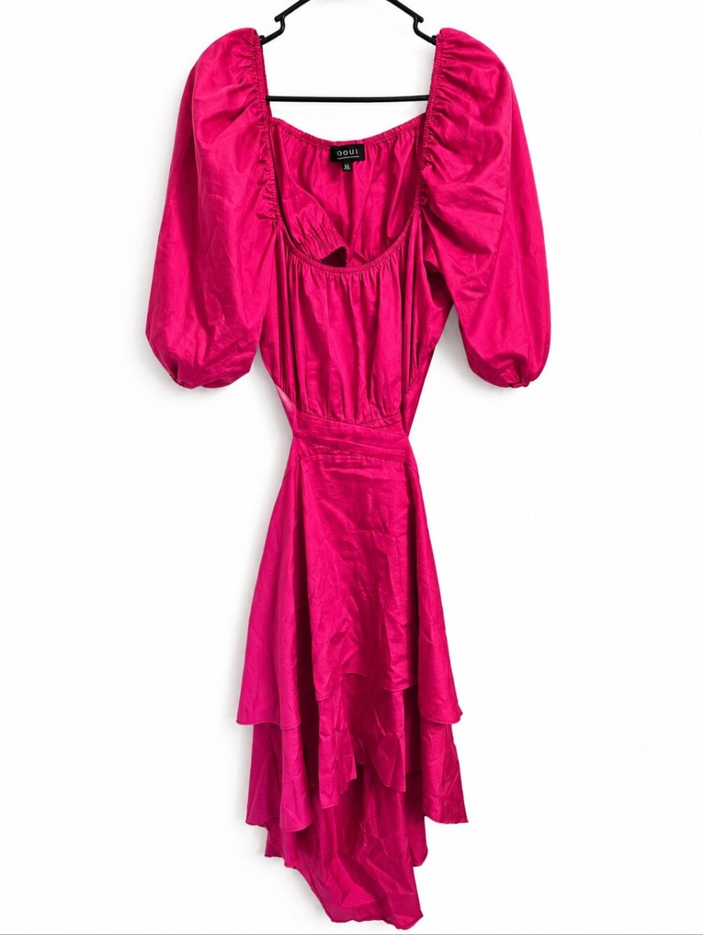 Eloquii Pink Puff Sleeve Tiered Open Back Dress Size 14 Womans Plus Size